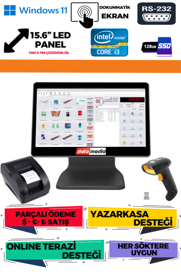 Data Media PosX Hızlı Satış Barkod Sistemi Eko1 Paket